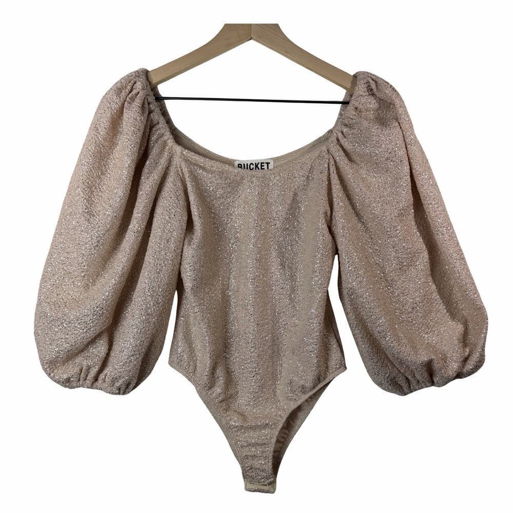 Bucket List Body Suit Women's size S Gold Holiday Parties
